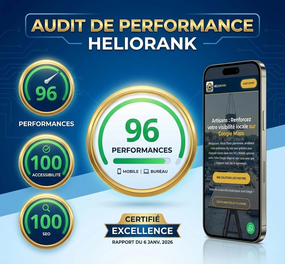 Audit de performance HELIORANK - Score 100/100 SEO